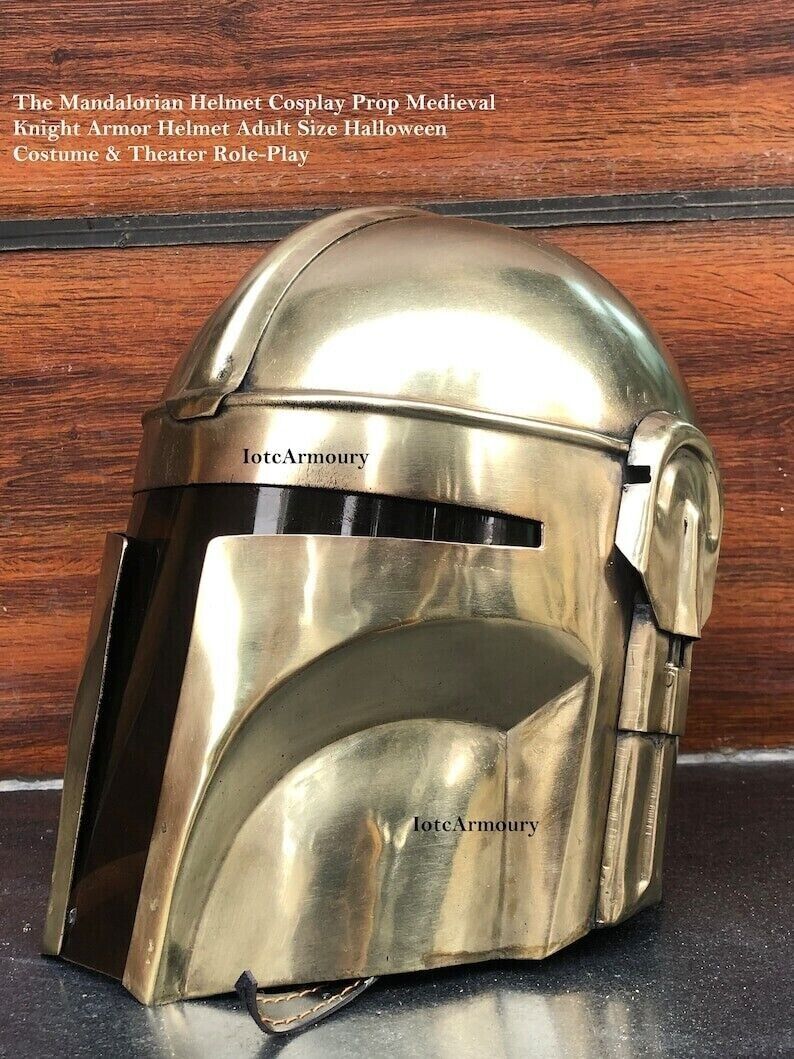The Mandalorian Helmet Cosplay Prop Medieval Knight Armor Helmet Adult Size Hall