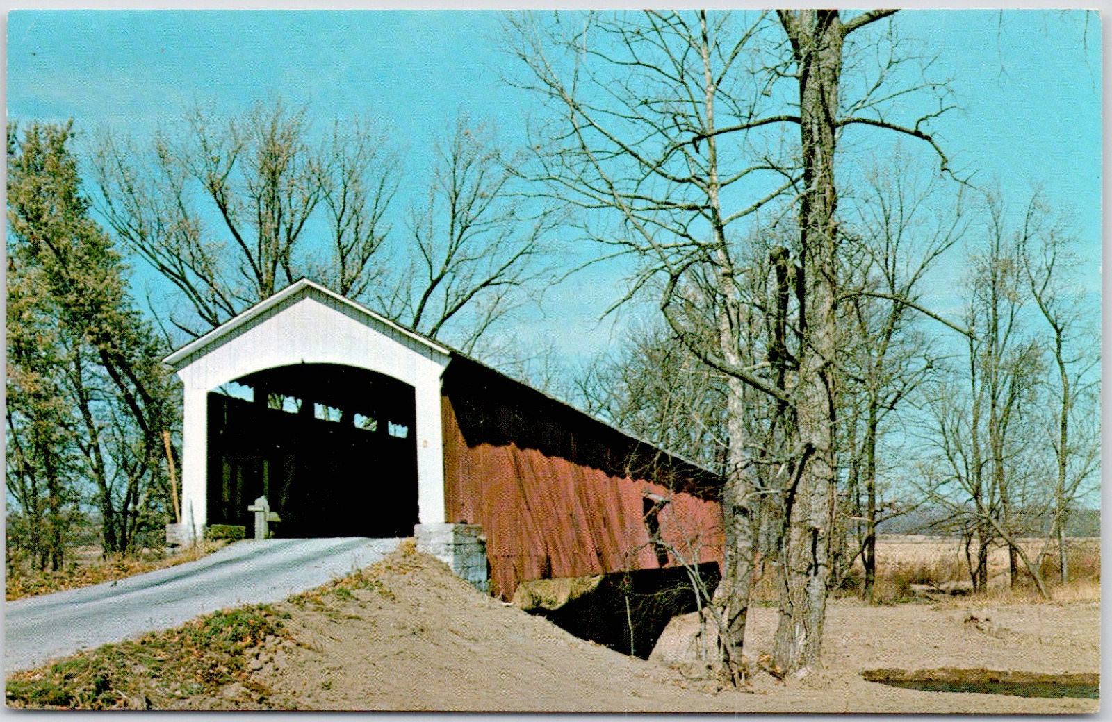 Parke County Indiana Conleys Ford Covered Bridge Big Raccoon Creek VTG  Postcard