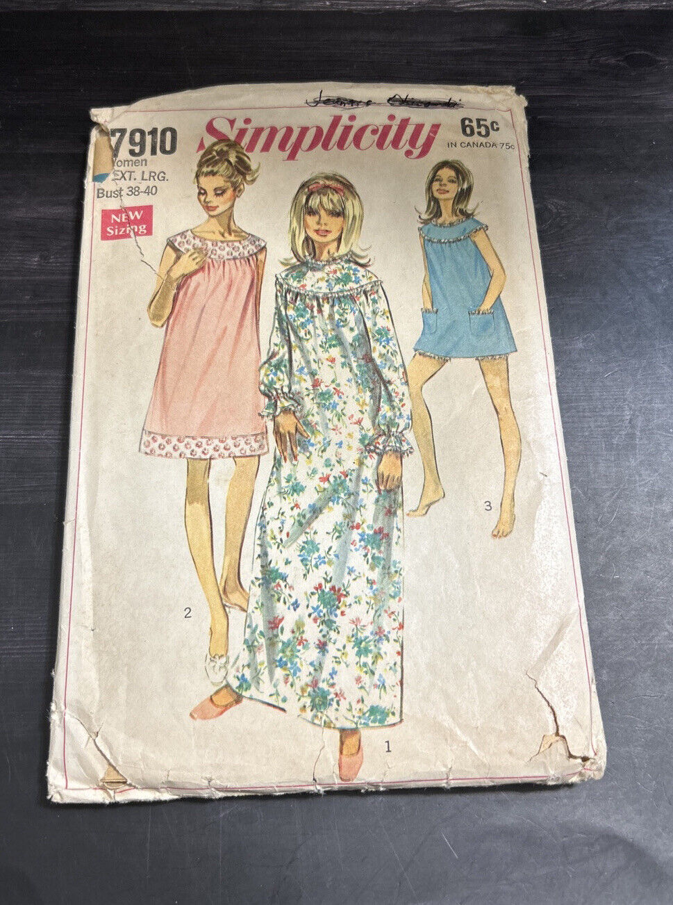 VTG Simplicity Pattern 7910 Nightgown Pajamas Bloomers 60\'s UnCut Sz 12-14 SALE