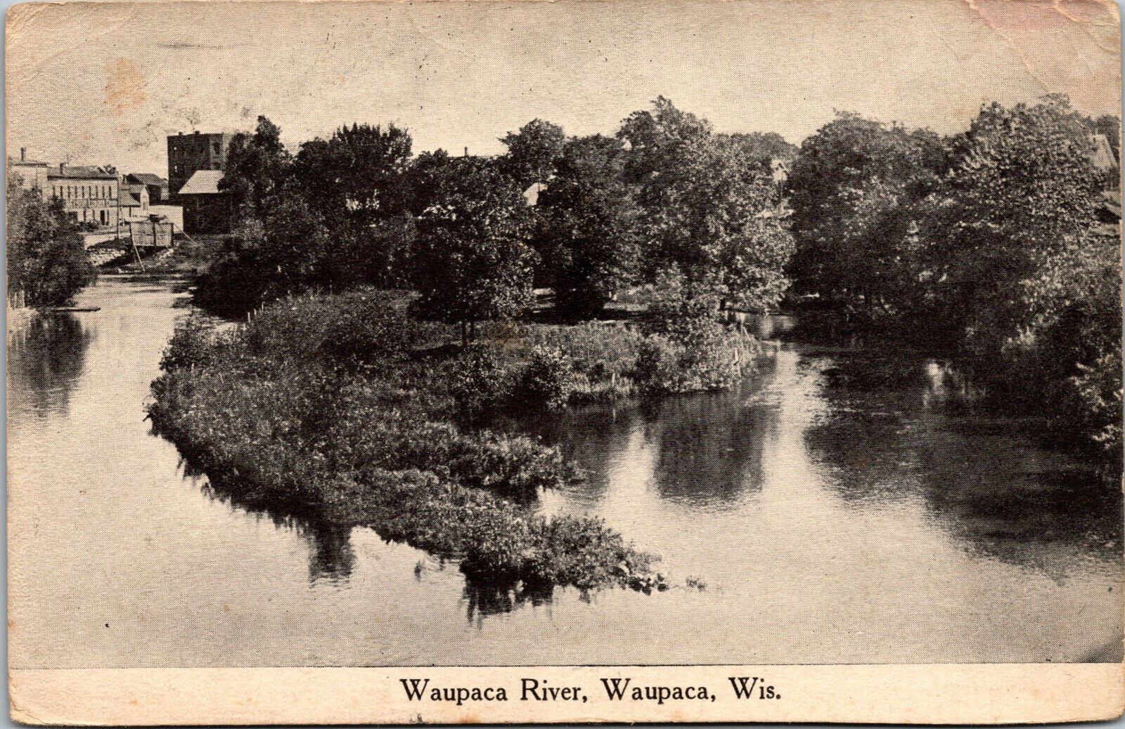 Vtg 1920s Waupaca River Waupaca Wisconsin WI Postcard