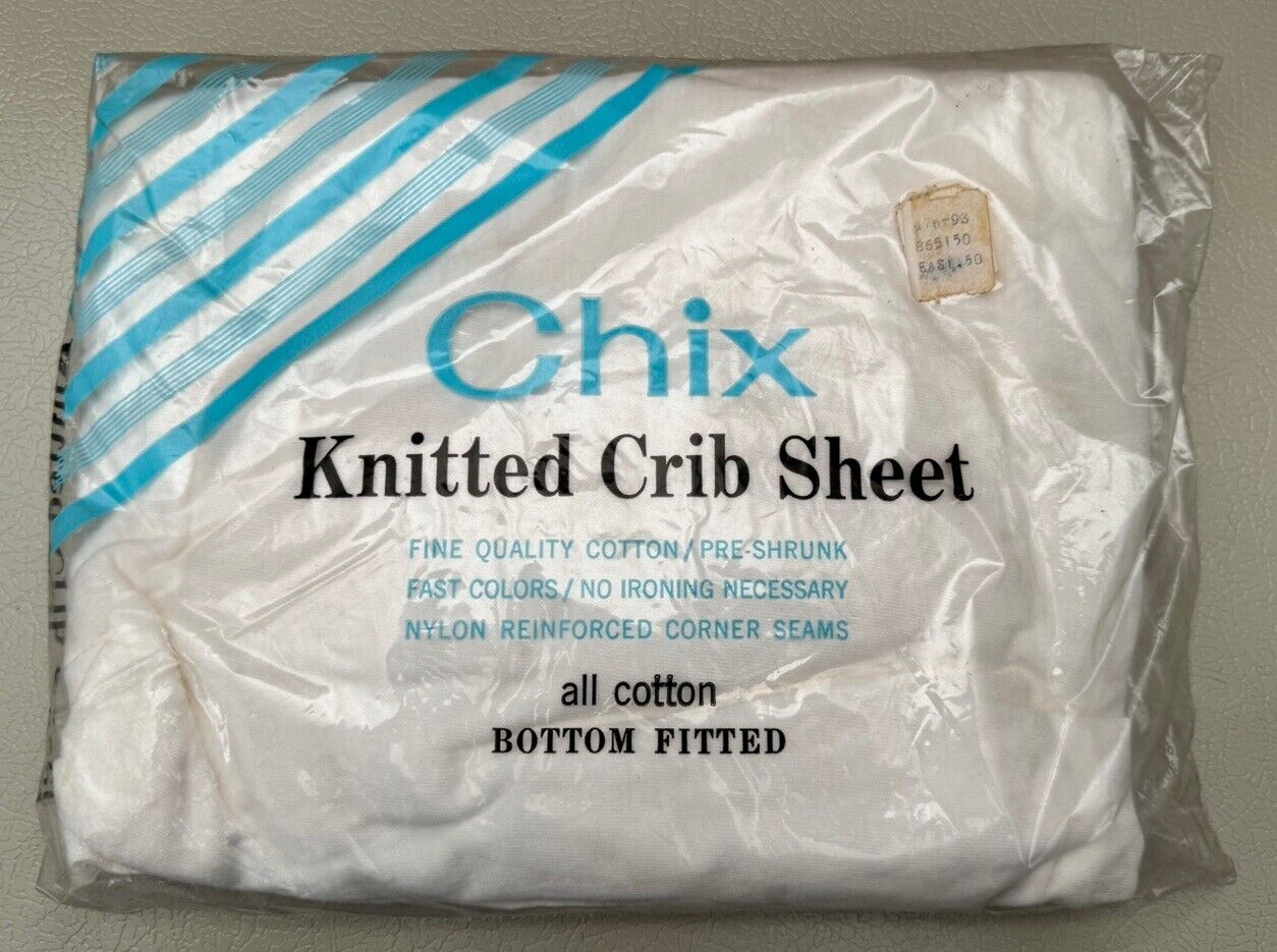 NOS Vintage Chix Knitted Crib Sheet Bottom Fitted All Cotton