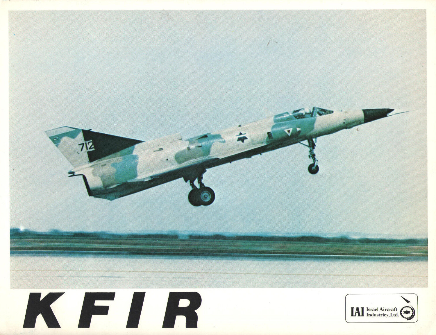 VINTAGE 1970s KFIR ISRAELI ALL-WEATHER MULTIROLE COMBAT JET AIRCRAFT COLOR PHOTO
