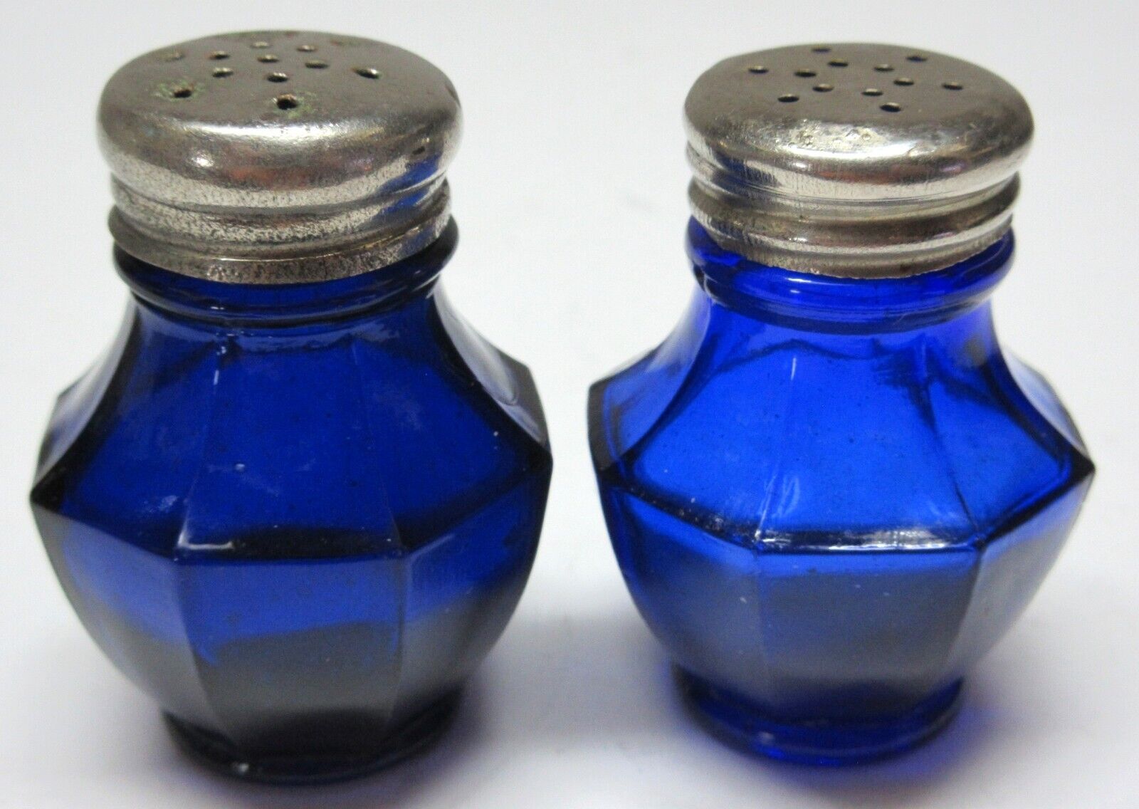 Vintage Cobalt Blue Glass Small Salt & Pepper Shakers JAPAN