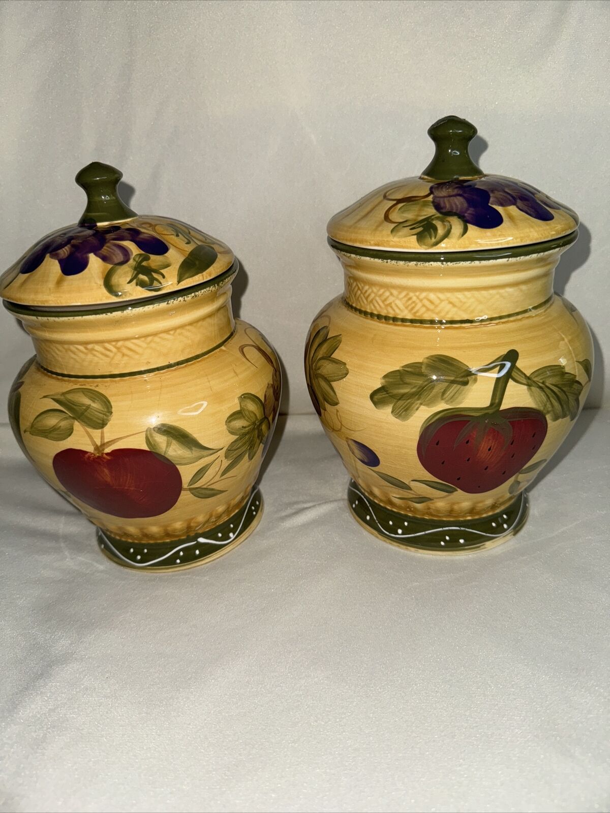 Vintage Casa Vero ACK ~ Ceramic Canister Set ~ Tuscany Grape ~ Handmade