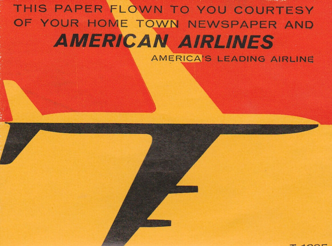 American Airlines US airline newspaper label