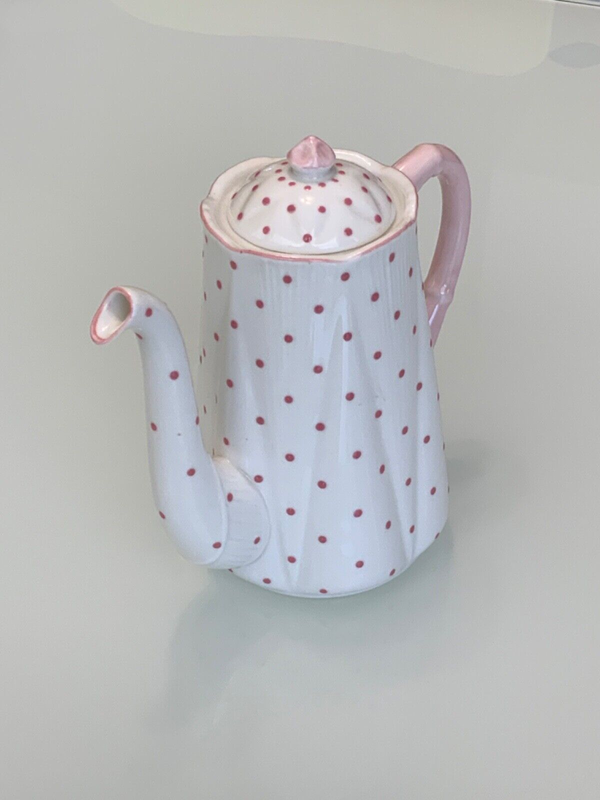Shelley England Bone China Dainty Pink Polka Dots Coffee / Tea Pot - Rare
