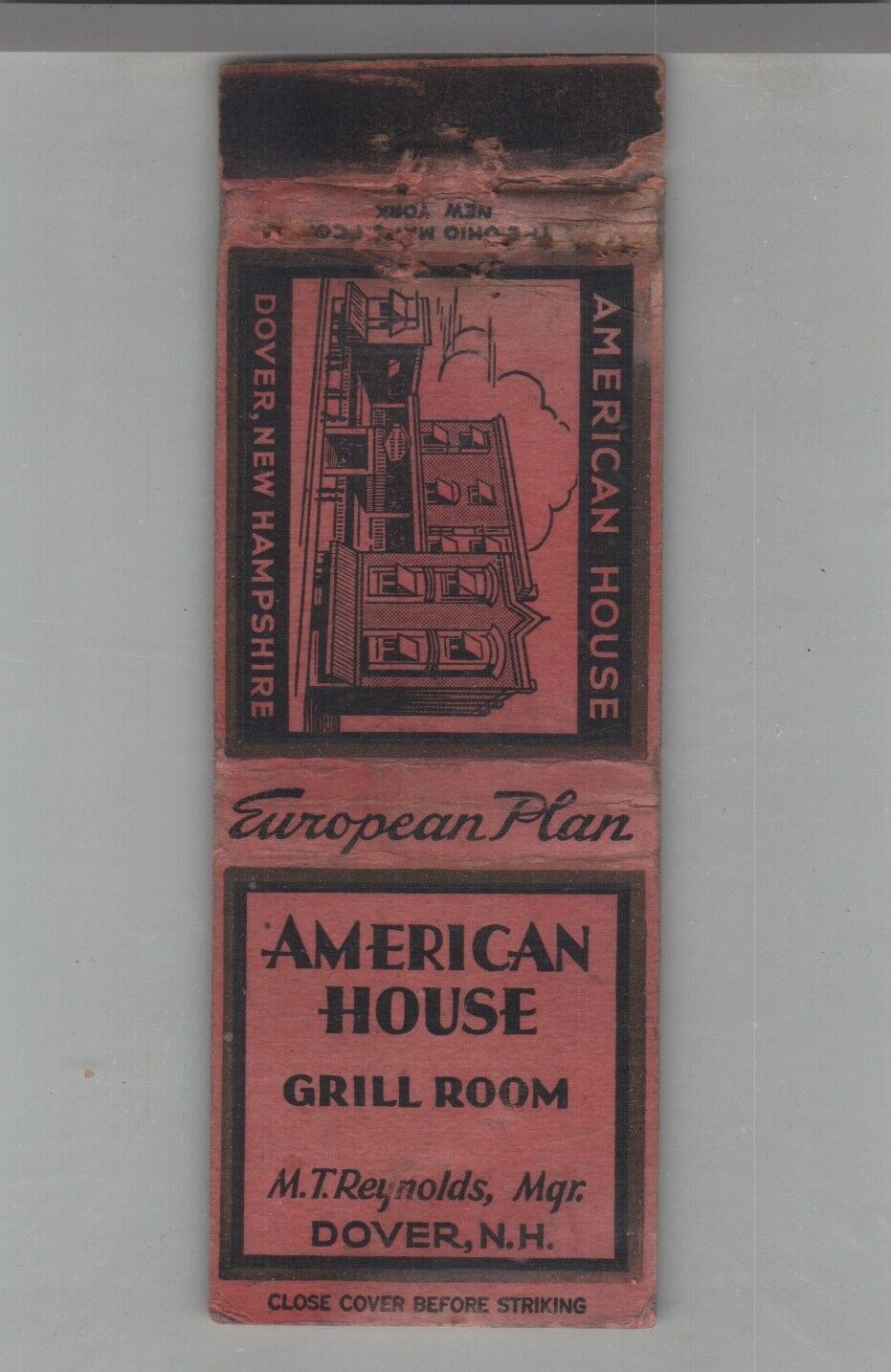 Matchbook Cover American House Hotel & Grill Room Dover, NH