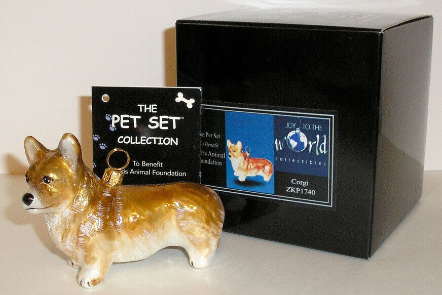 2005 JOY TO THE WORLD - CORGI DOG - GLASS CHRISTMAS ORNAMENT NEW IN BOX