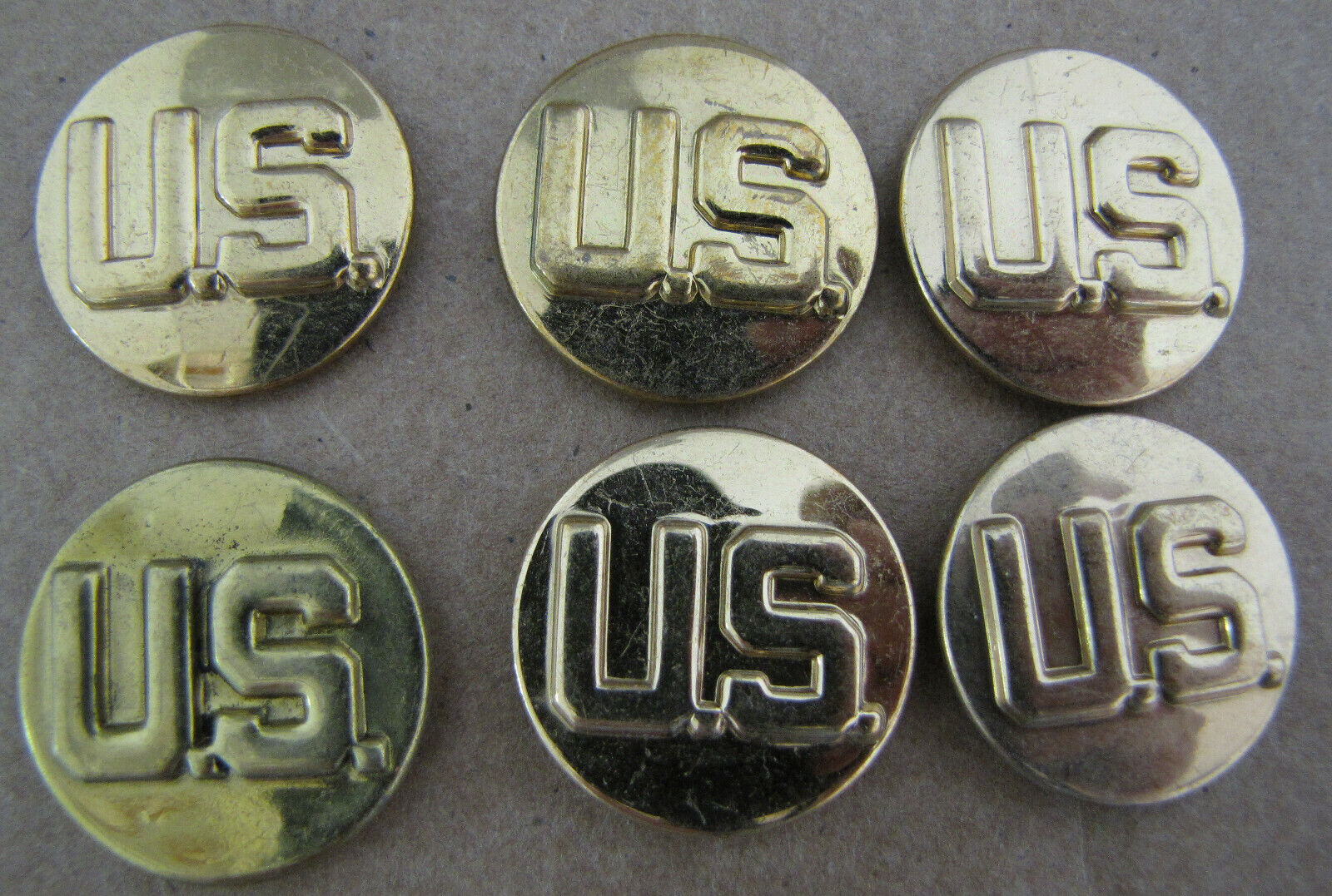 Original WW2 US Army Enlisted Men's US collar disc, lot of 3 discs