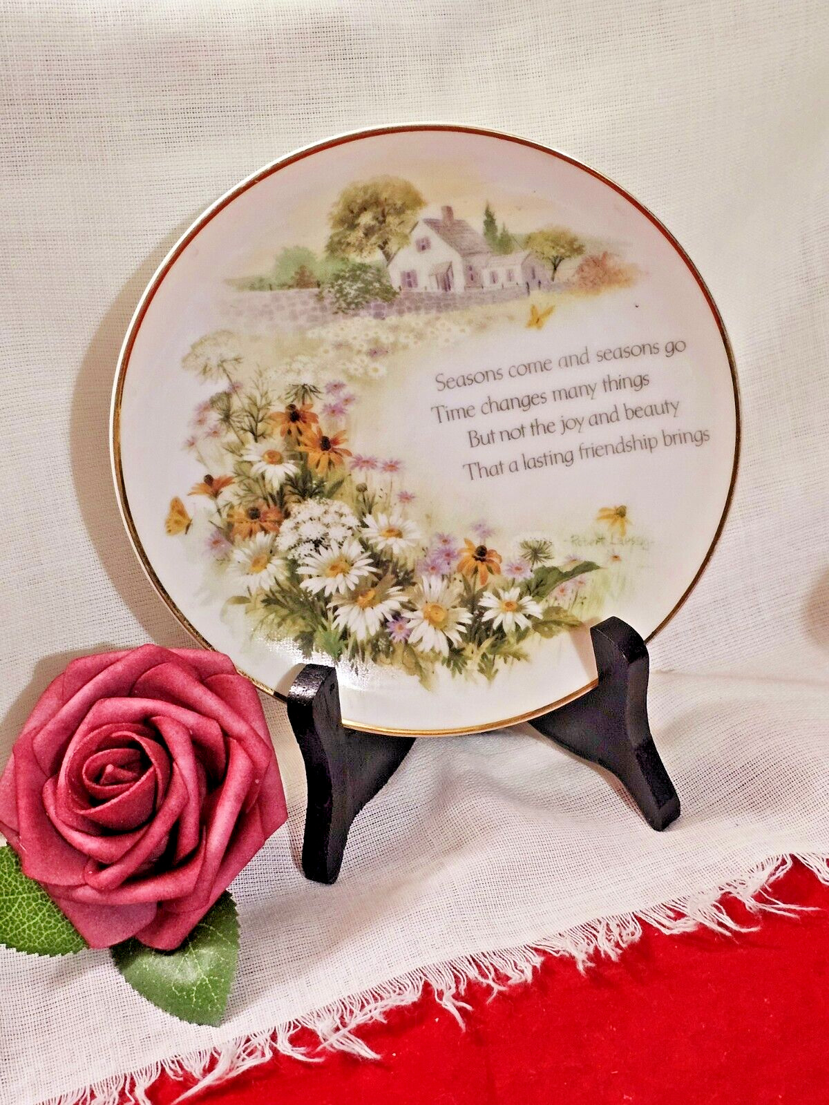 Vtg. 1978 Lasting Memories FRIENDSHIP Genuine Porcelain Decorative Plate Japan 