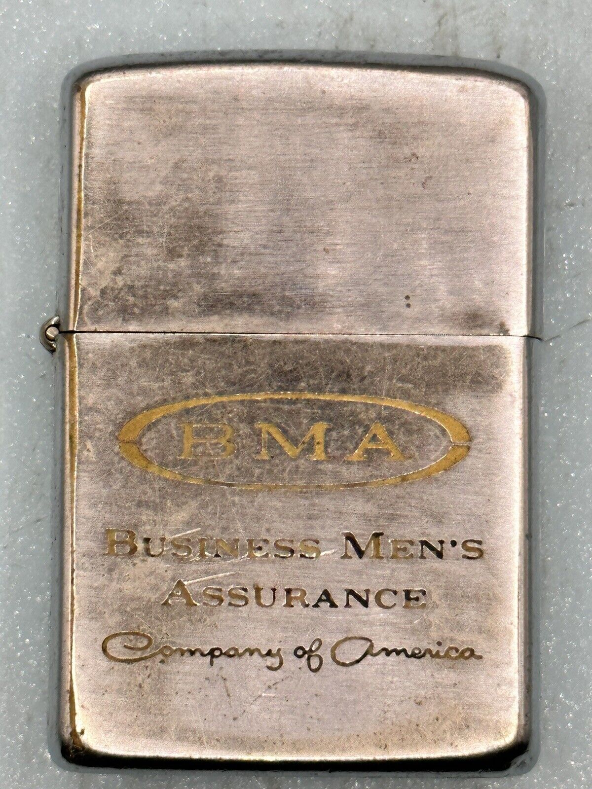 Vintage 1960 BMA Business Men’s Assurance Advertising Chrome Zippo Lighter