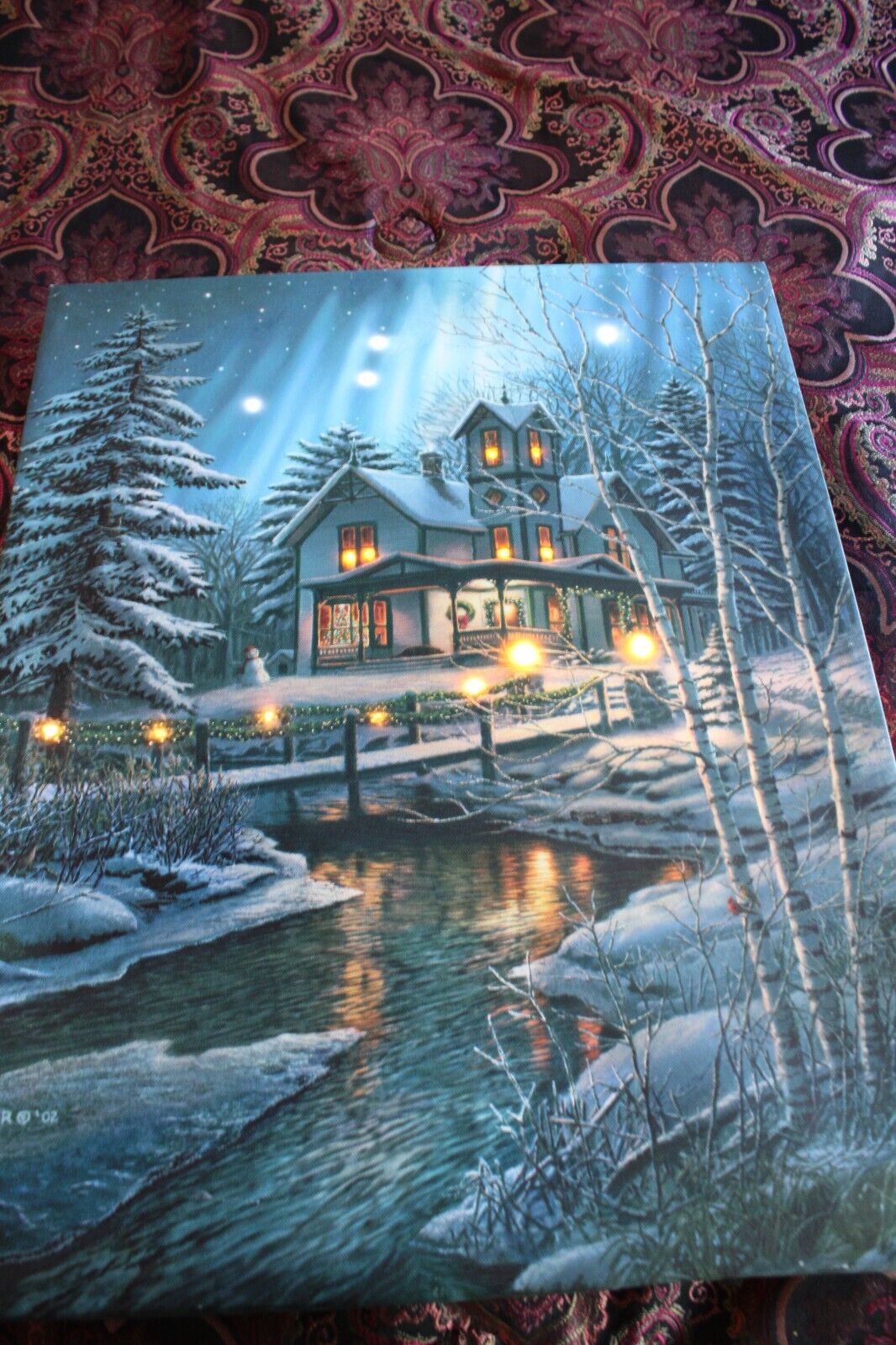 16x20” Canvas Christmas Art Illuminated - Wall Hanging Art - Home by the Lake