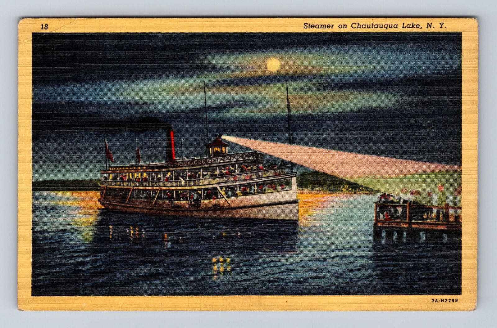 Chautauqua Lake NY-New York, Steamer on Lake Chautauqua, Vintage Postcard
