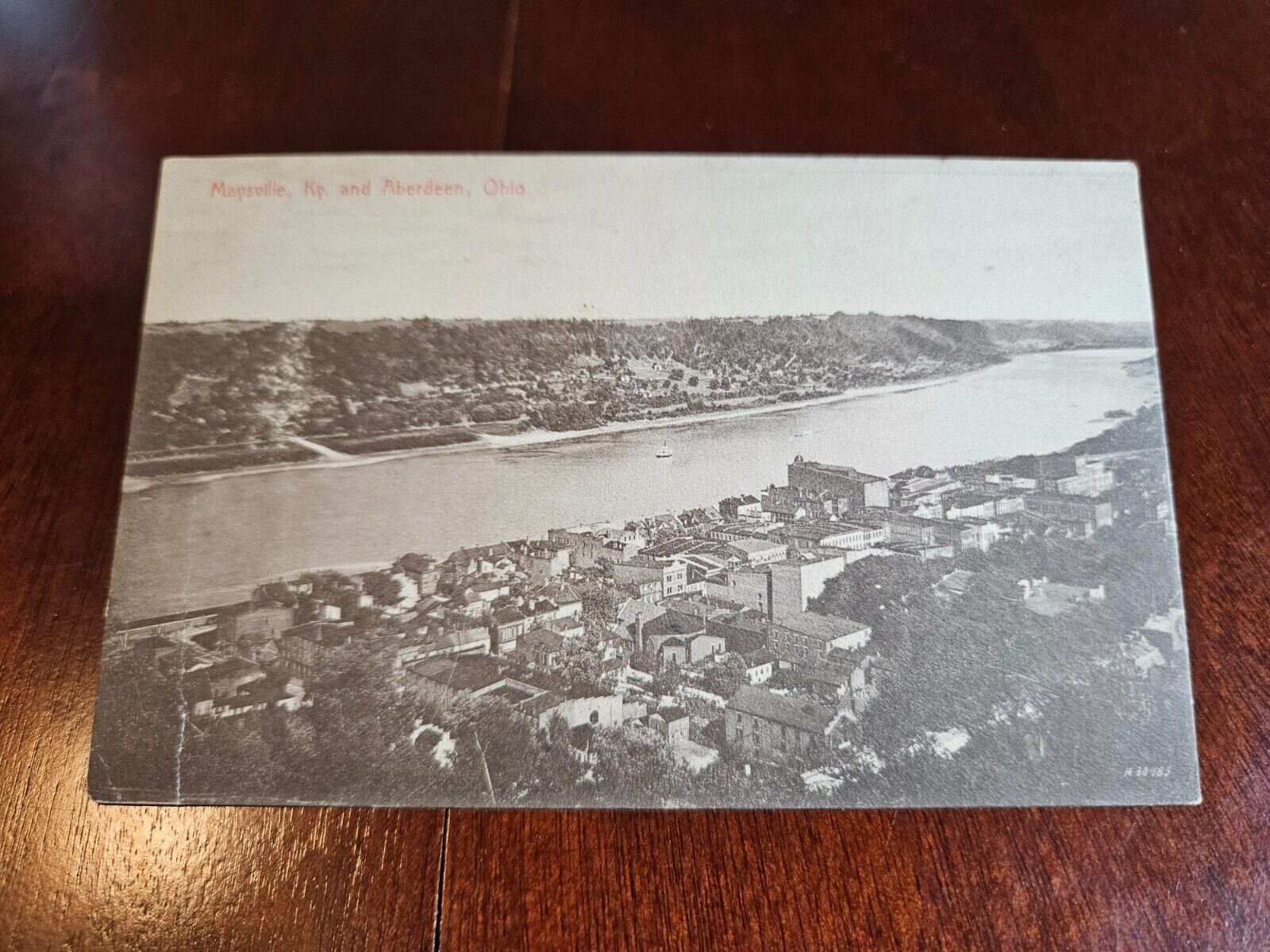 Postcard KY Kentucky Maysville OH Ohio Aberdeen Early Aerial View River Towns