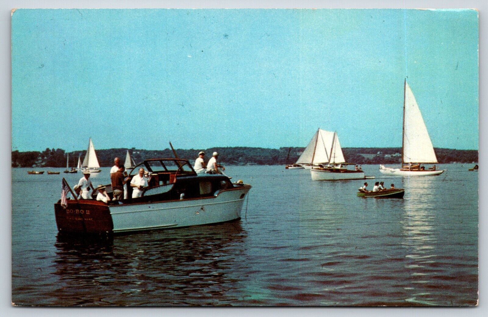 Vintage Postcard: Boating in Maine J3