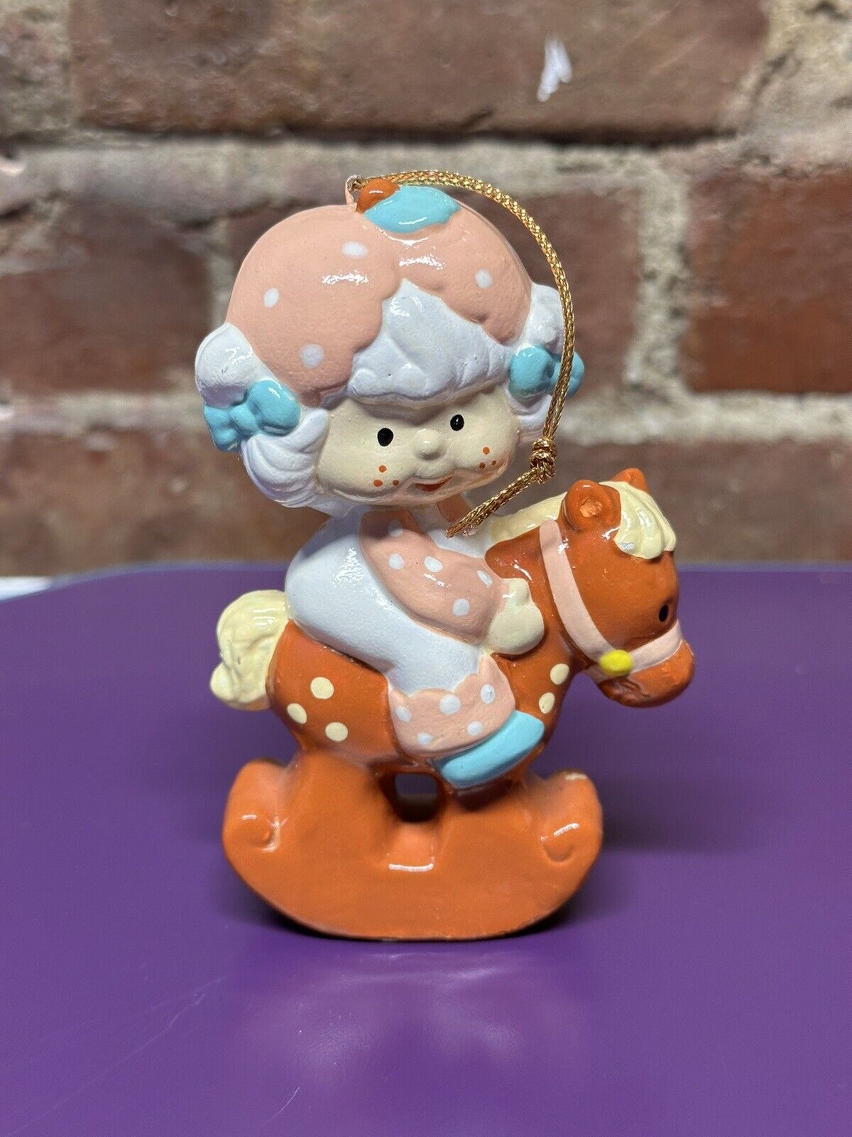 Vintage Strawberry Shortcake Apricot on Horse Christmas Ornament Rare 80’s Toy