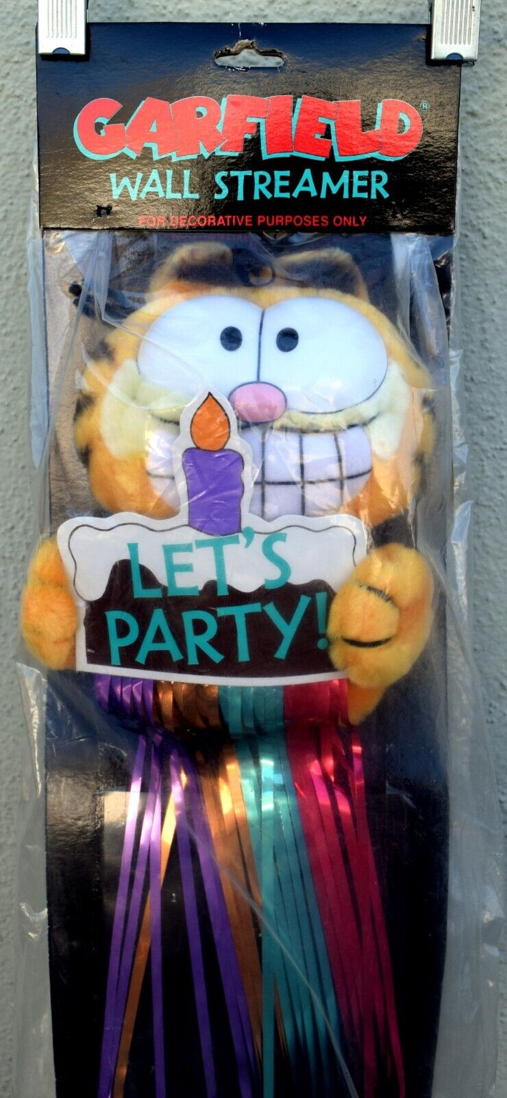 Vintage Garfield Let\'s Party Wall Streamer Decoration Plush Sign Hallmark Dakin