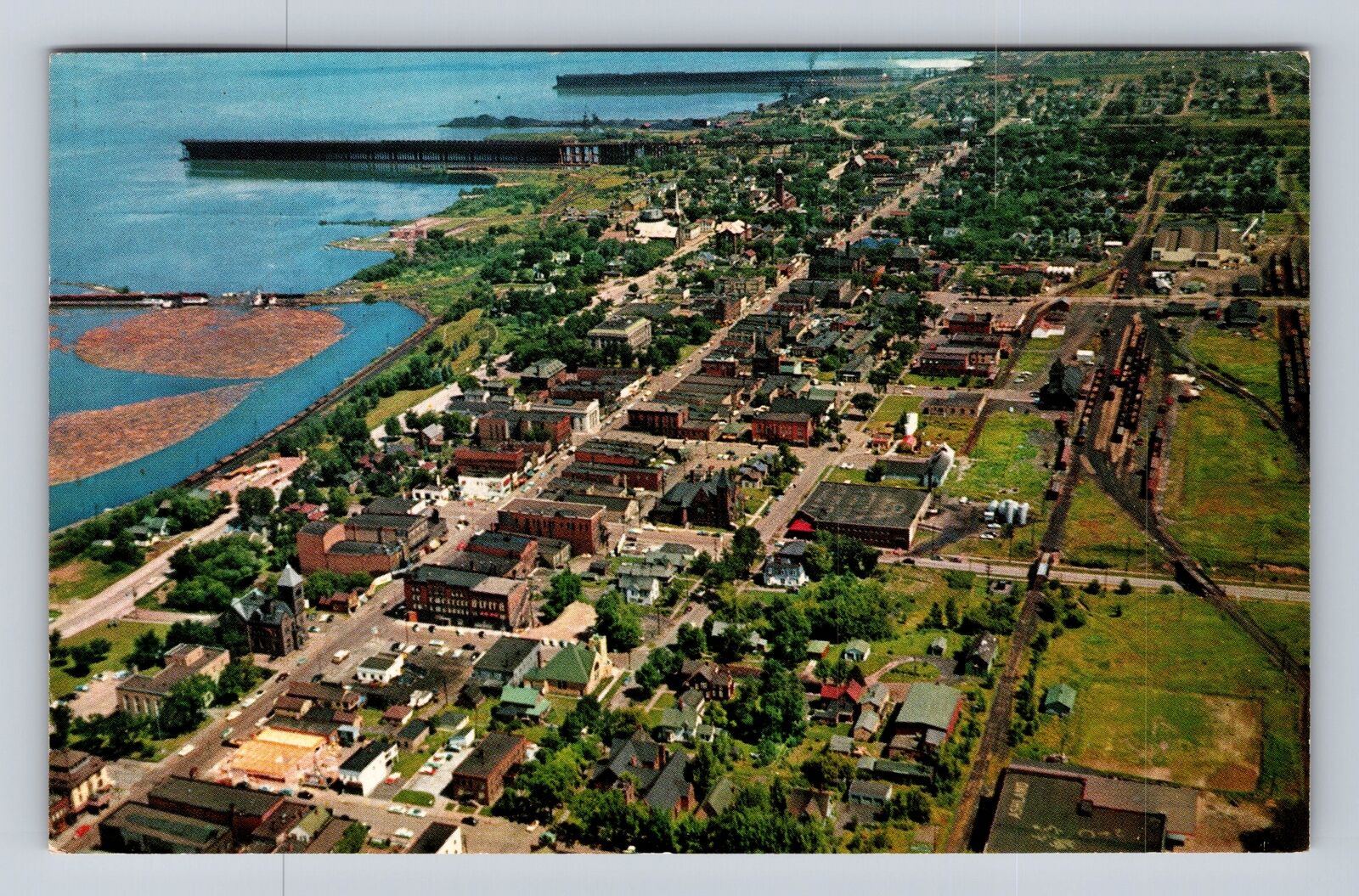 Ashland WI-Wisconsin, Aerial Of Town Area, Antique, Vintage c1957 Postcard