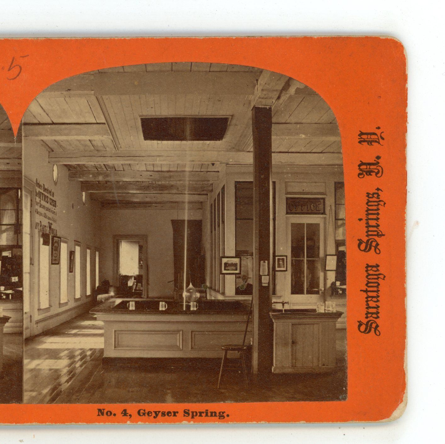 Geyser Springs Saratoga New York NY Baker & Record Stereoview