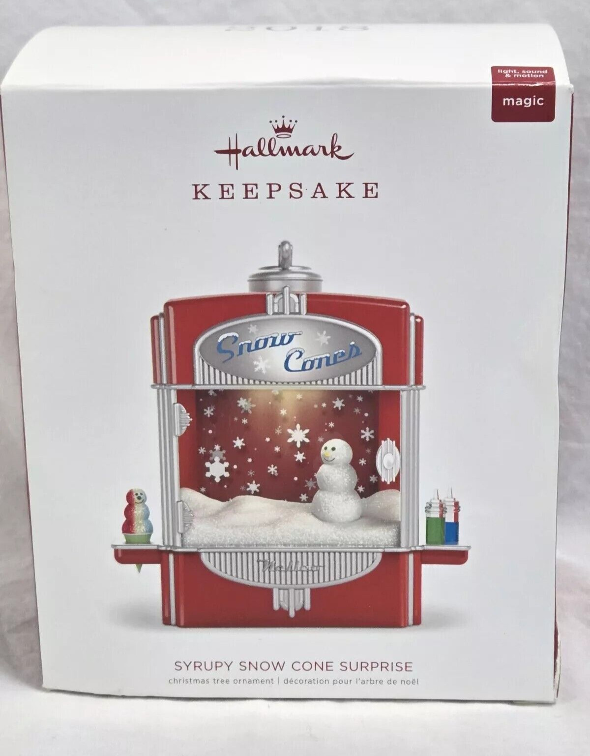 Hallmark Keepsake Syrupy Snow Cone Surprise Ornament Light Sound Motion 2018 New