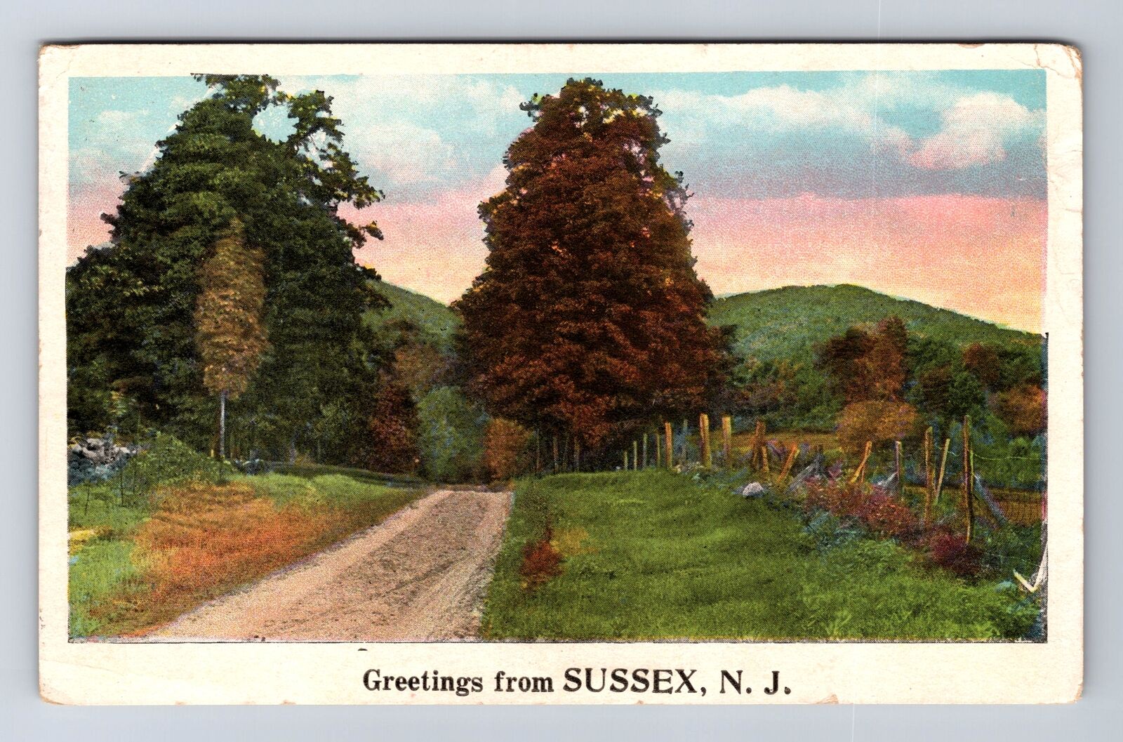 Sussex NJ-New Jersey, General Greeting, General Country Road Vintage Postcard