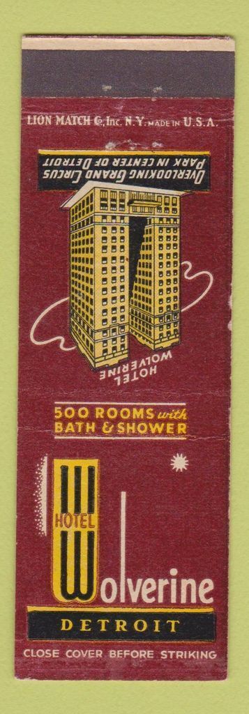 Matchbook Cover - Hotel Wolverine Dallas TX
