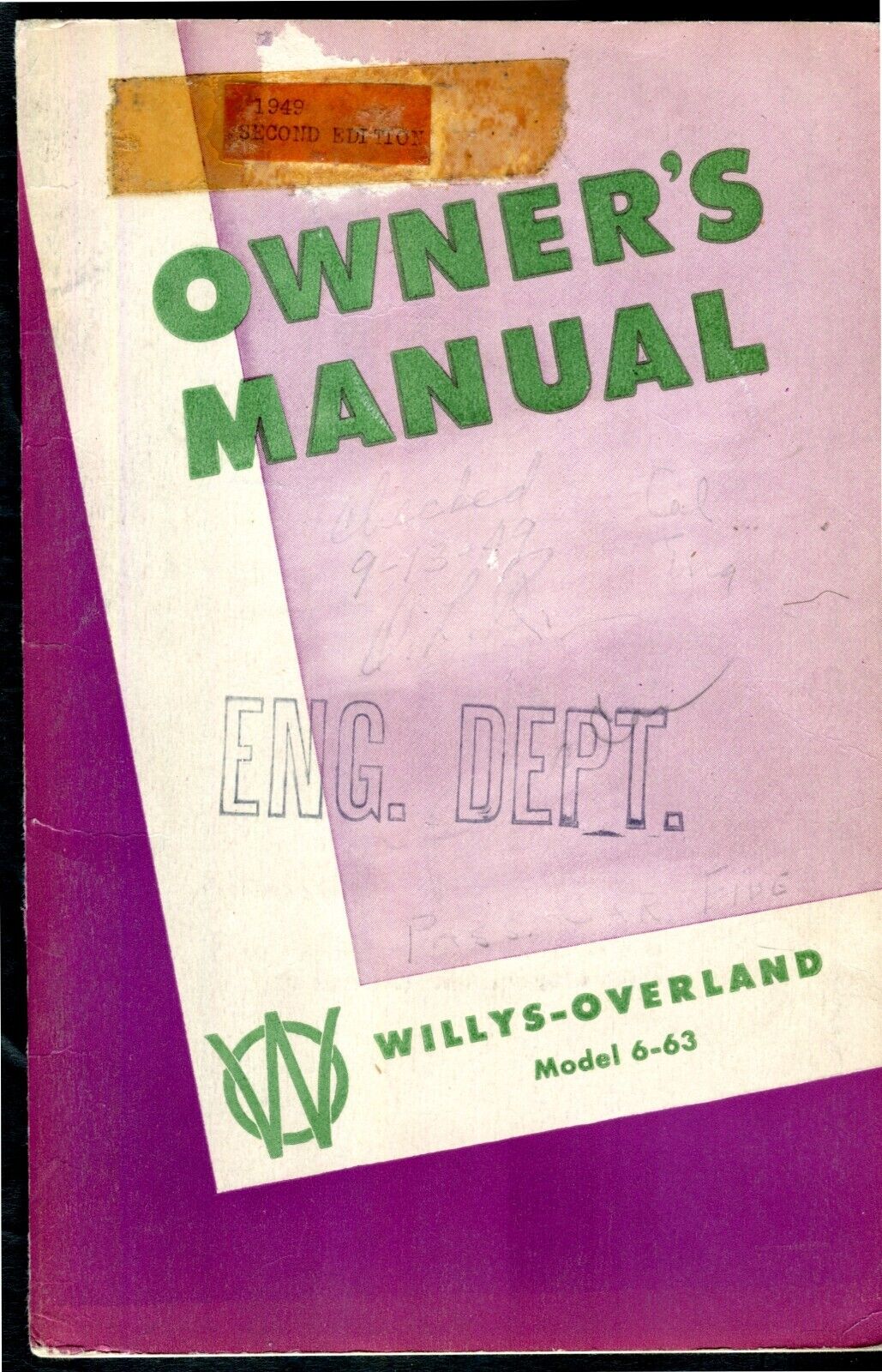 Vintage 1949 Willys Overland Owner\'s Manual for Station Wagon Model 6-63