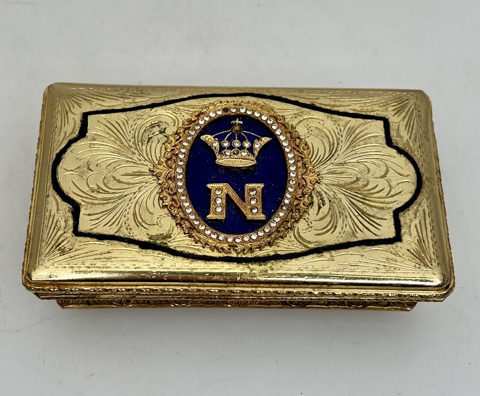 Antique French Gold Tone Enamel Snuff Box - 92276