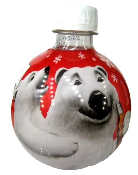 Vintage Plastic Round Coca Cola Polar Bear Holiday 2010 Ornament Bottle Empty