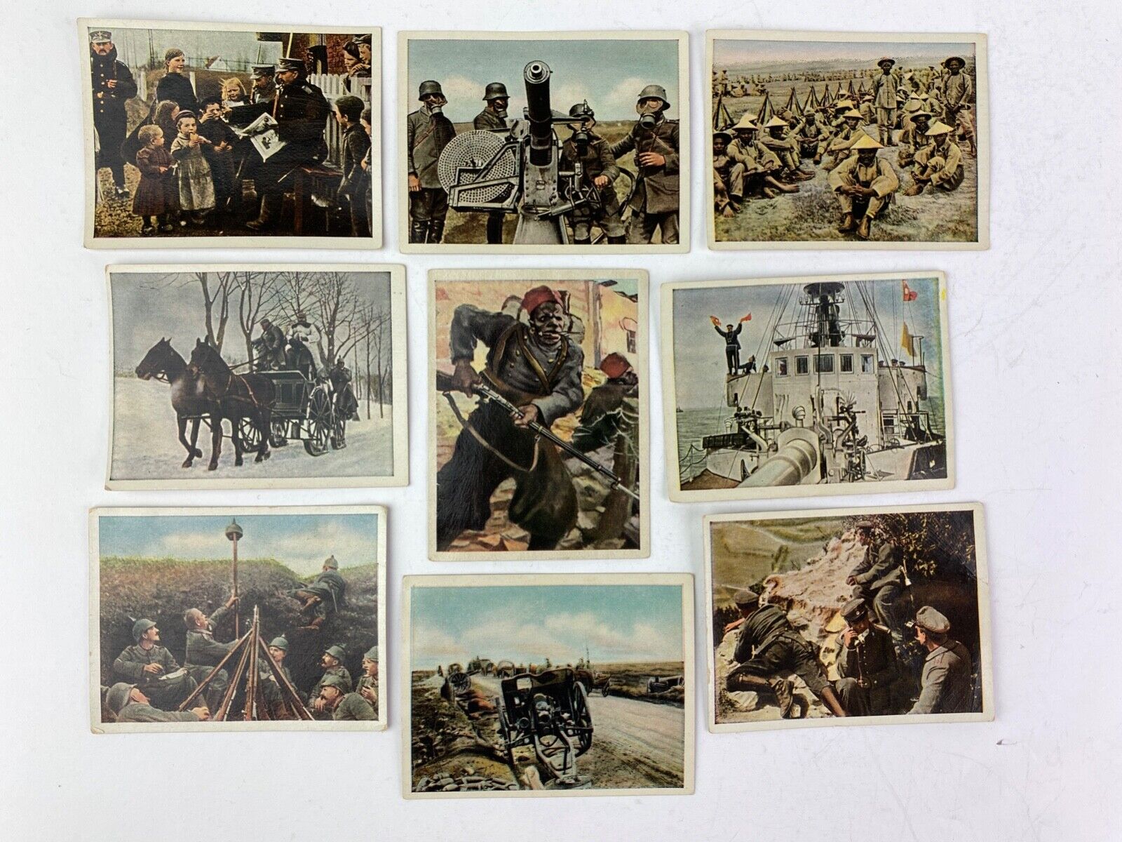 8 Antique 1914-1918 ALVA Cigarette Cards - WWI Soldiers Germany