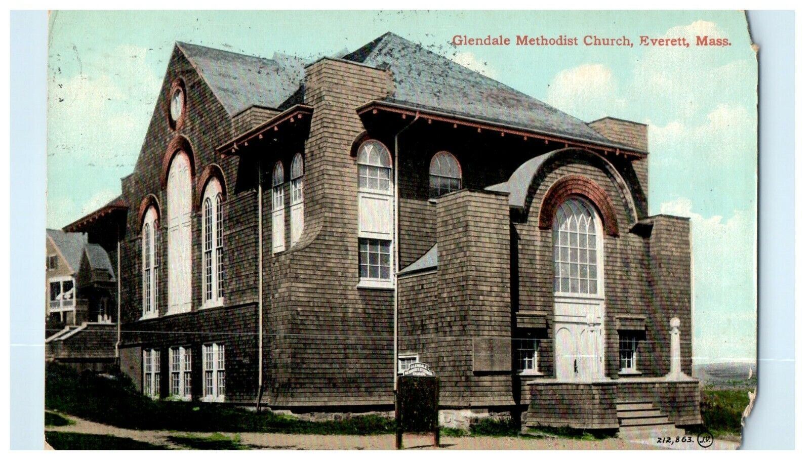 1913 Glendale Methodist Church, Everett, Massachusetts MA Postcard