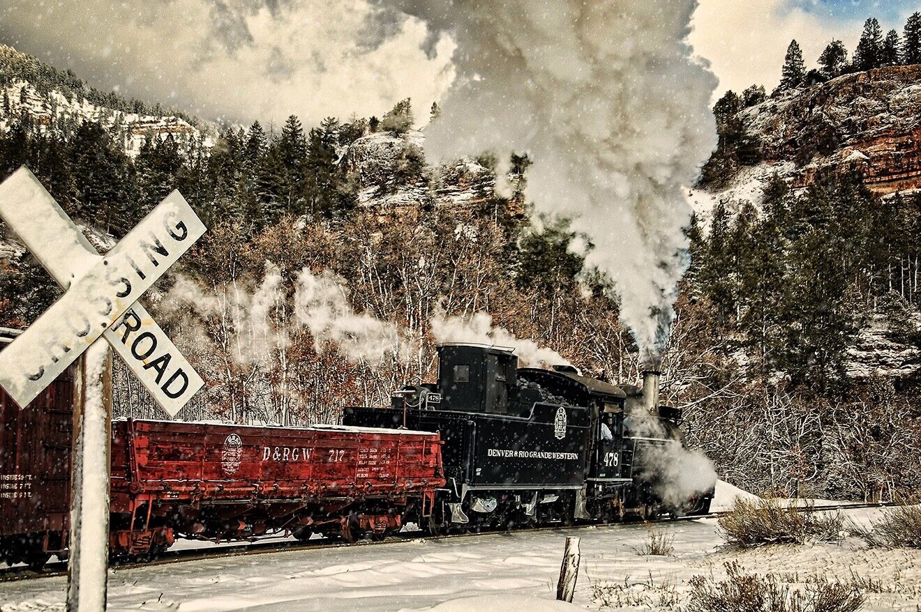 Durango Silverton 12x18 Photo picture steam train art Denver & Rio Grande K-36 .