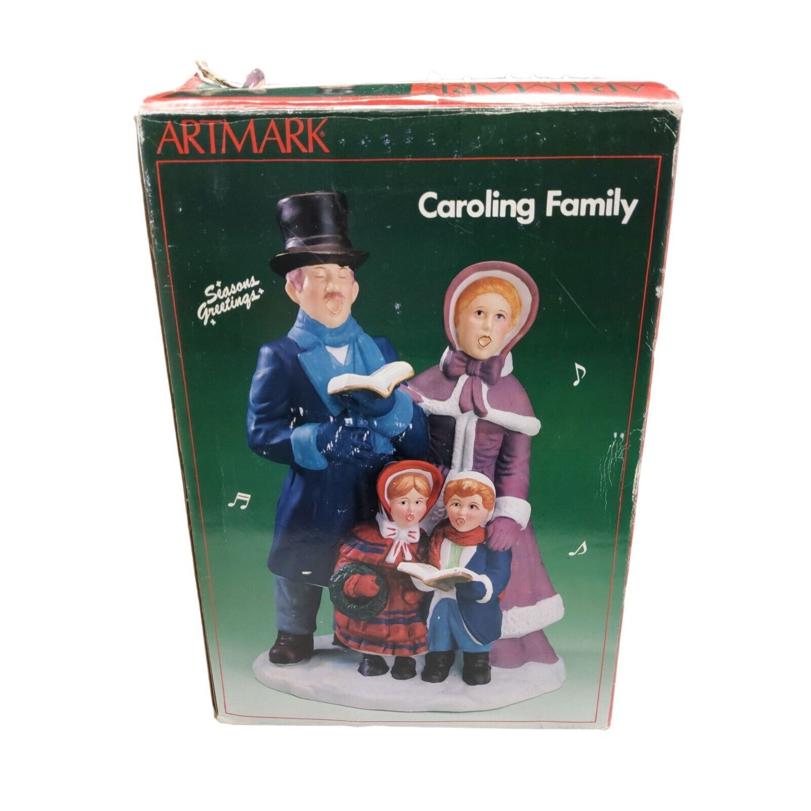 vintage 1988 artmark porcelain caroling family musical singing silent night figu