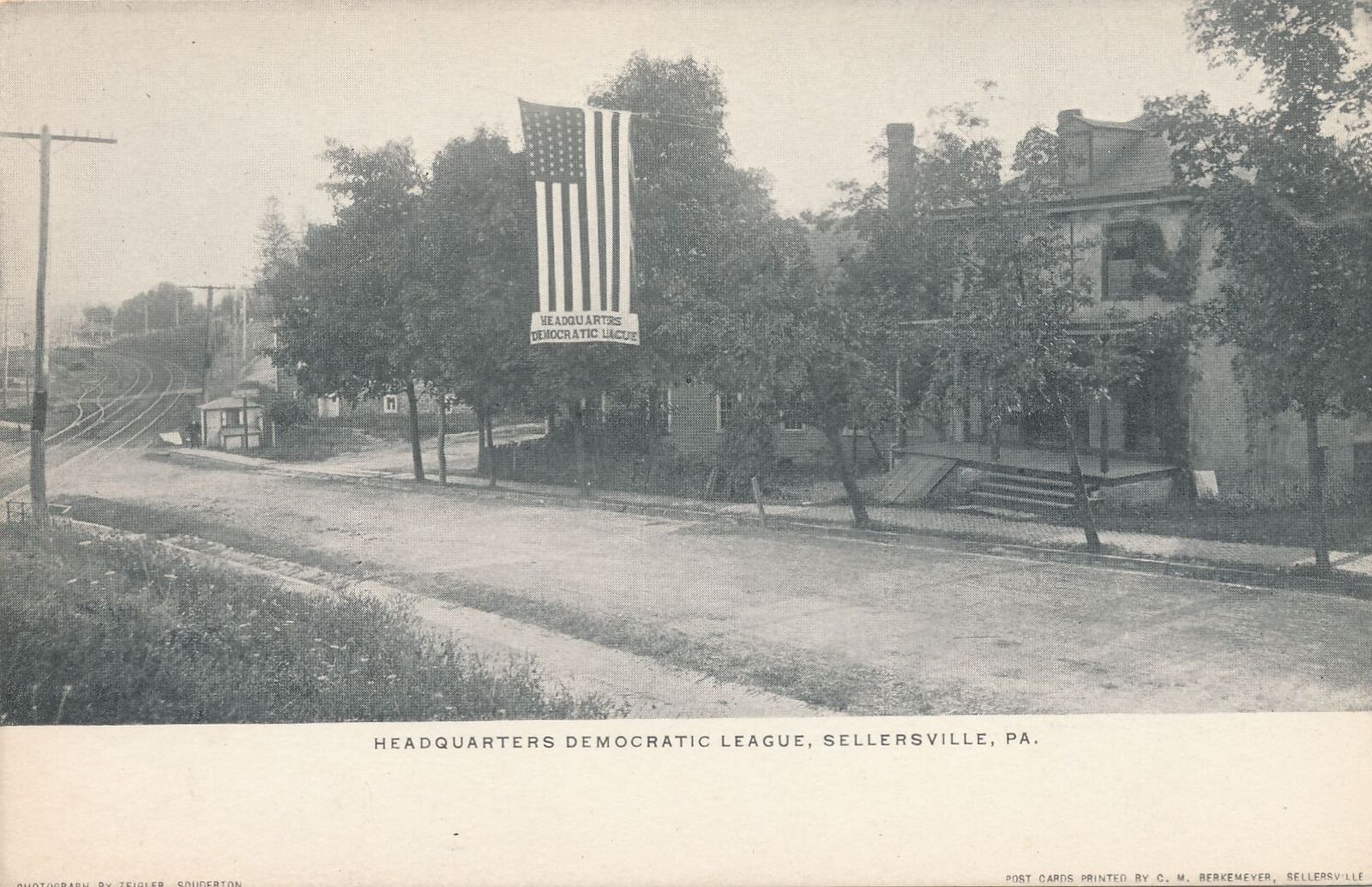 SELLERSVILLE PA - Democratic League Headquarters Postcard - udb (pre 1908)