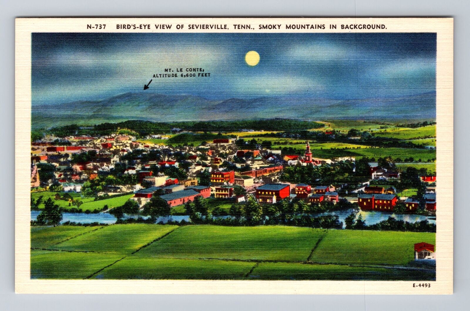 Sevierville TN-Tennessee, Birds Eye View City, Smoky Mountains Vintage Postcard