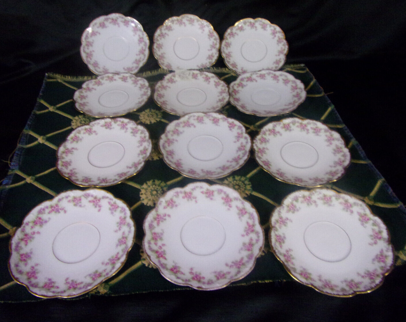 [Set of 12] Antique Limoges France Elite Works BRIDAL WREATH Saucer Plates ONLY