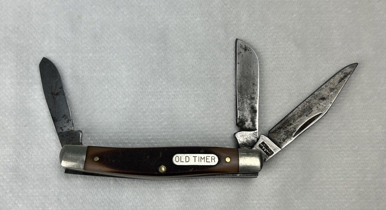 Vintage USA Schrade Old Timer 3 Blade 340T Stockman Pocket Knife