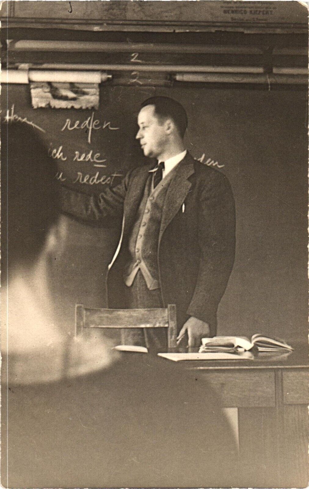 An Old Photograph of A Teacher Teaching His Class Postcard