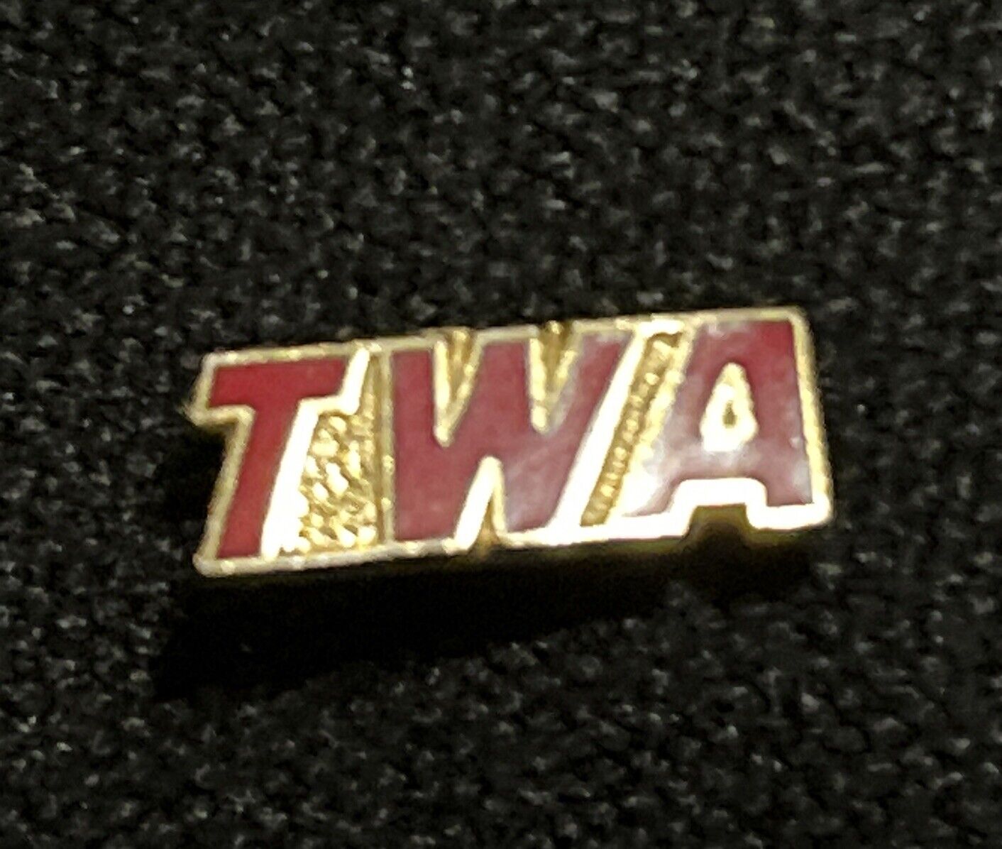 Vintage Enamel Red Gold TWA Pin Tie Tac PinBack See Pics No Bar