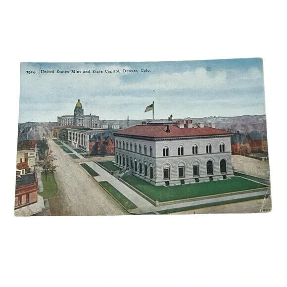 Postcard United States Mint and State Capitol Denver Colorado c1921 B181