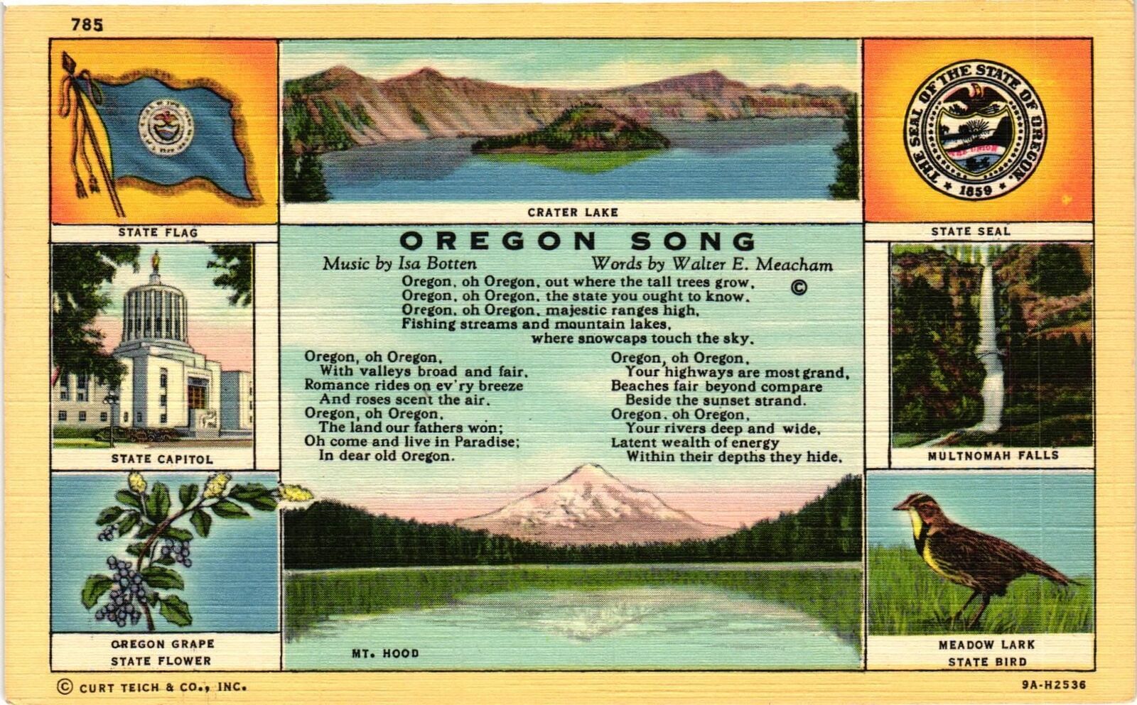 Vintage Postcard- State Icons, OR Early 1900s