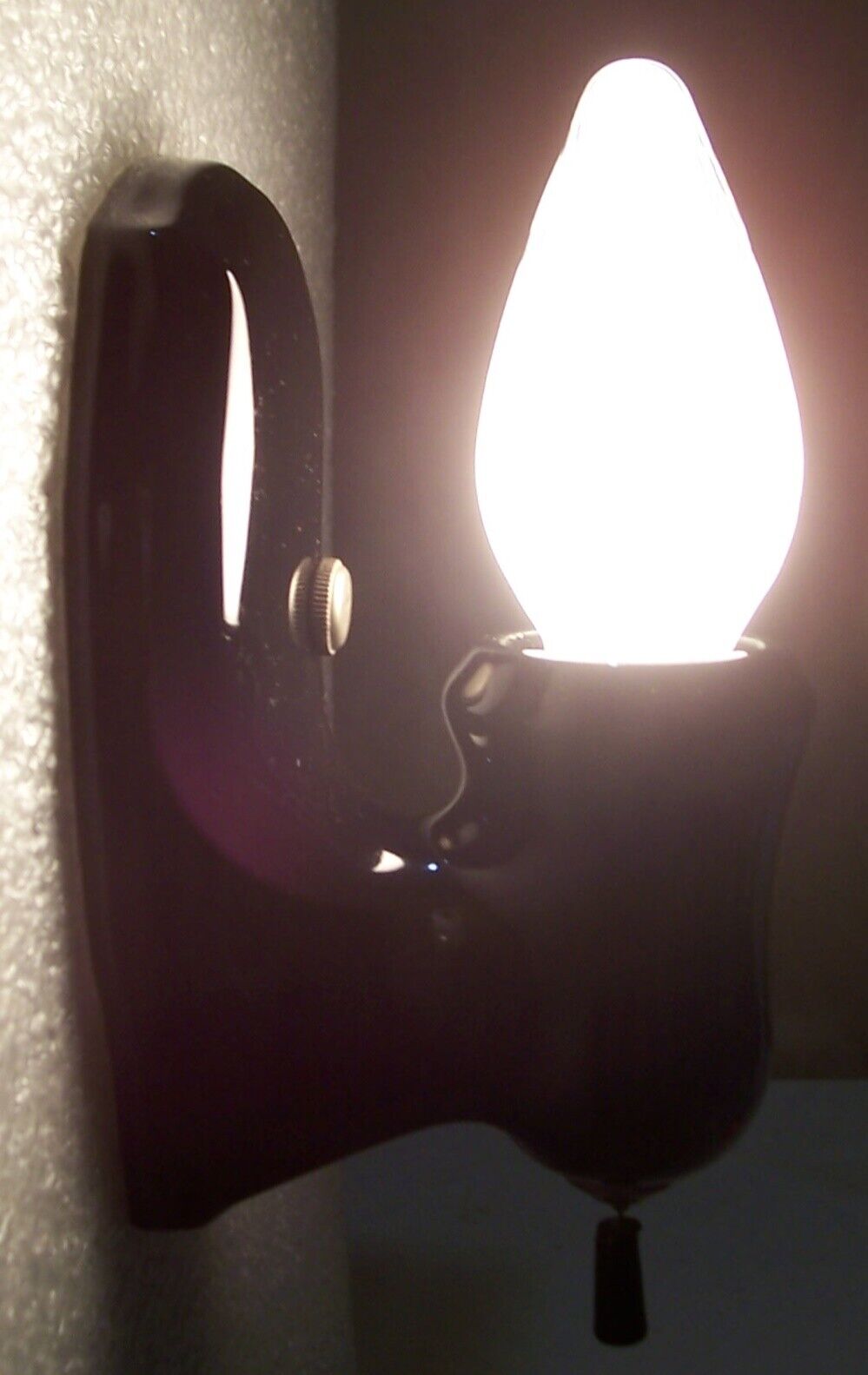 Antique Porcelain Sconce Black Vtg Ceramic Light Fixture Art Rewired USA #S94