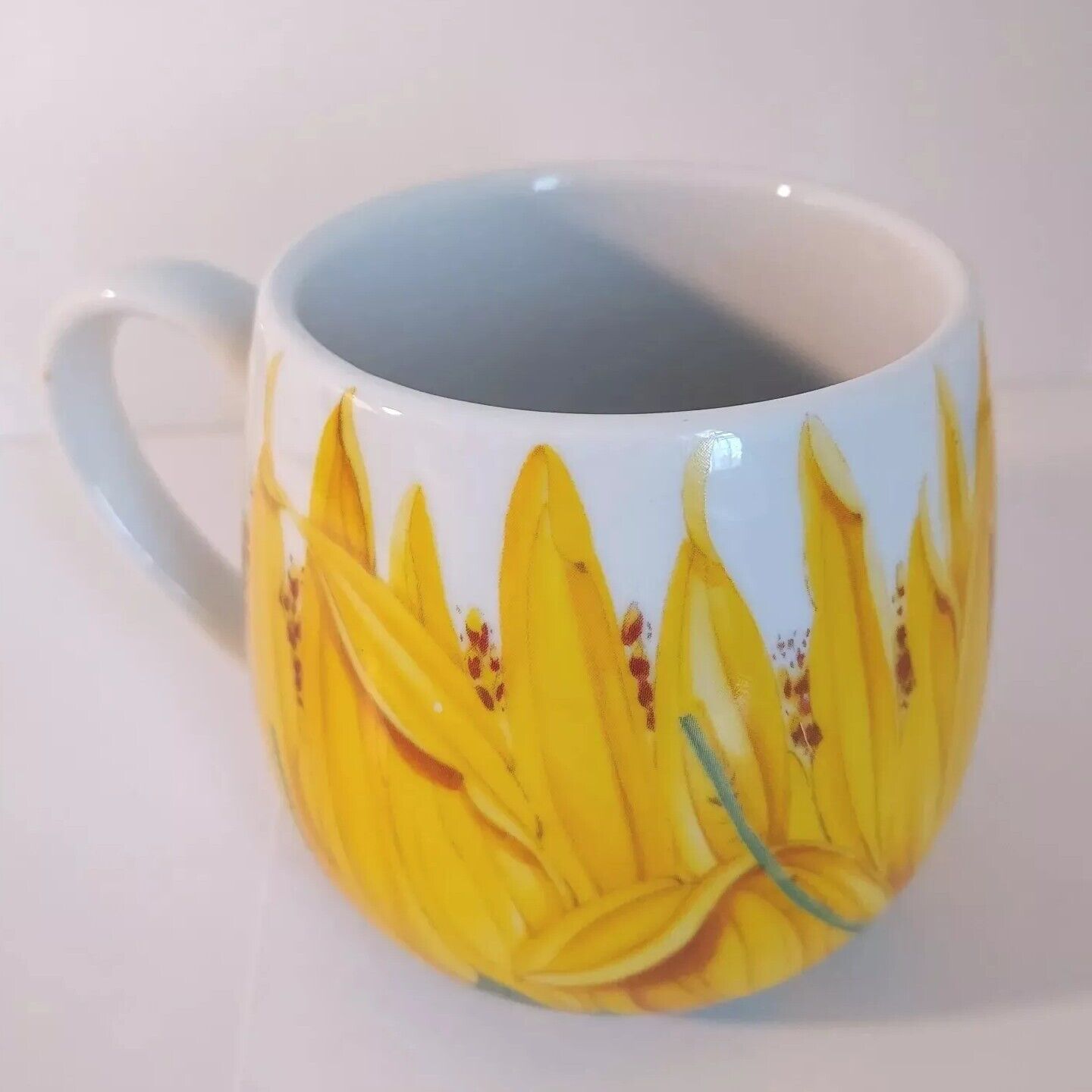 Sunflower Round Coffee Tea Snuggle Mug Warms Your Hands Vibrant Colors by Konitz