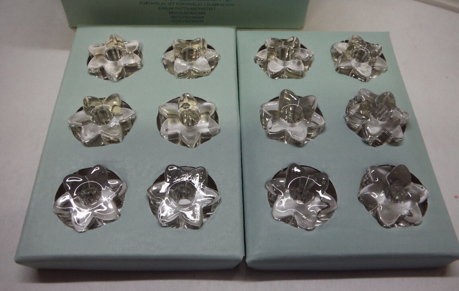 PARTYLITE CELEBRATION SET OF 12 GLASS FLOWER BIRTHDAY CANDLE HOLDERS P9707 X10-1