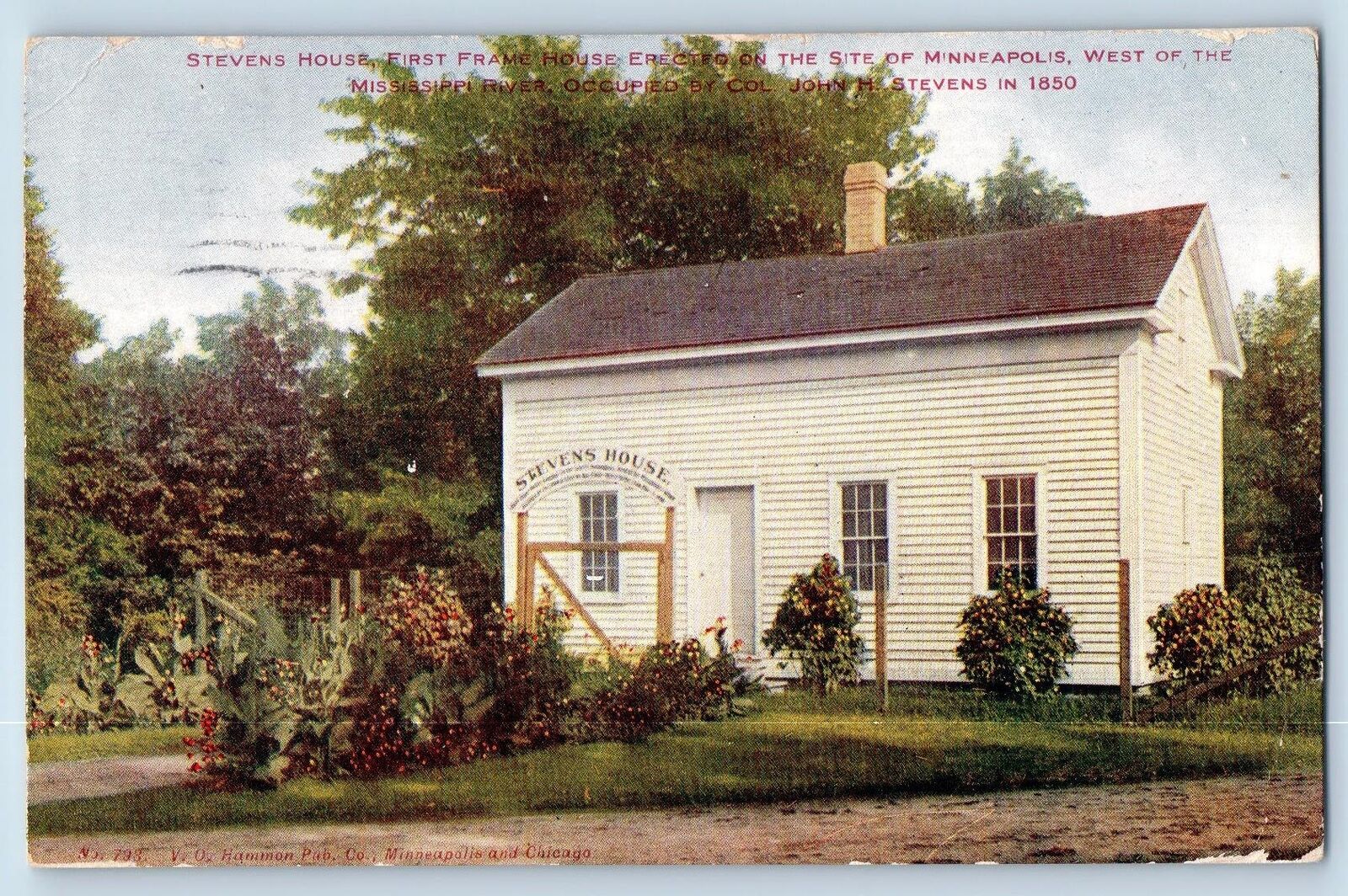 Minneapolis Minnesota MN Postcard Stevens House First Frame House 1909 Antique