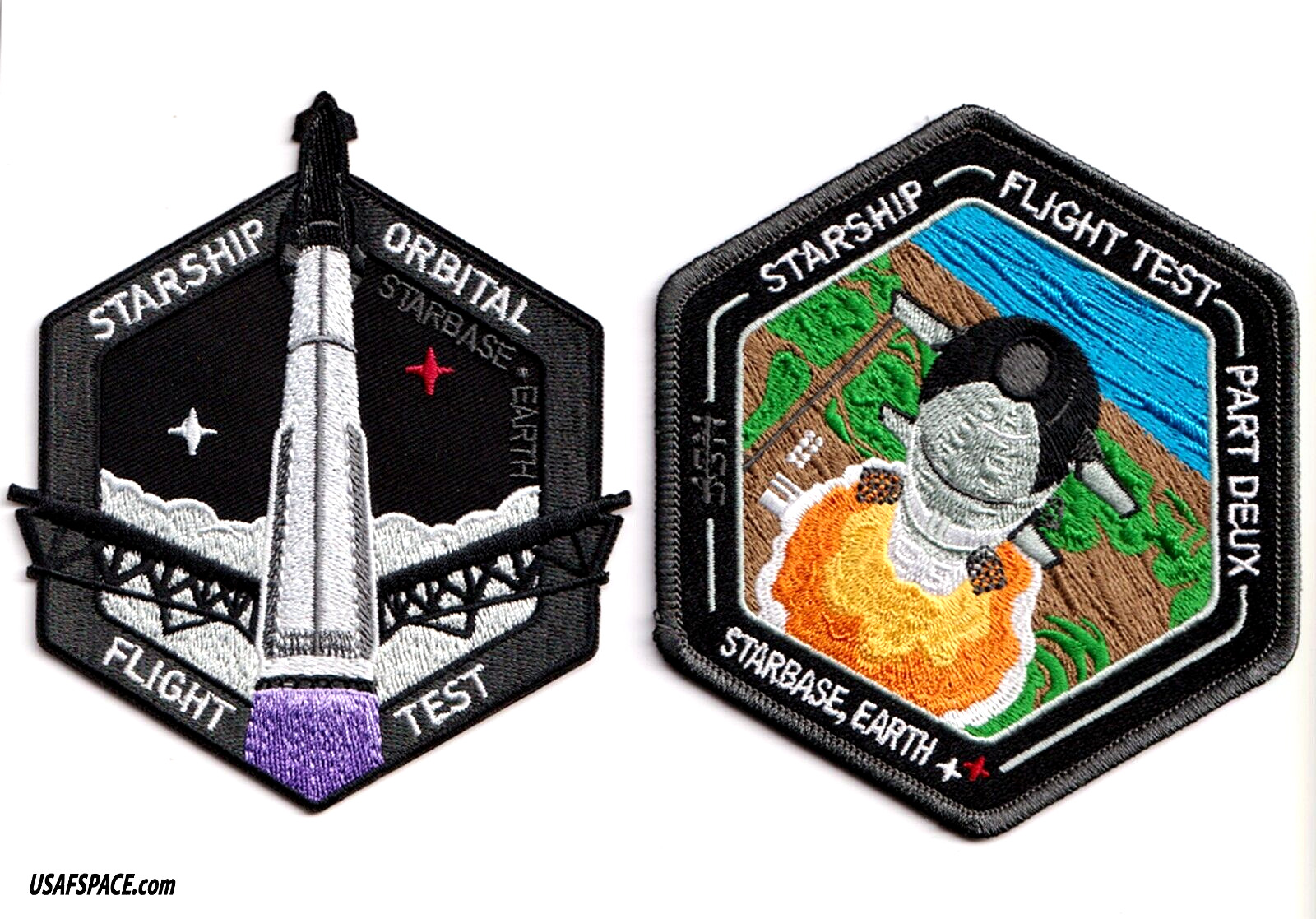 Authentic STARSHIP FLIGHT TEST -1 & 2- SPACEX -STARBASE, EARTH Launch PATCH SET