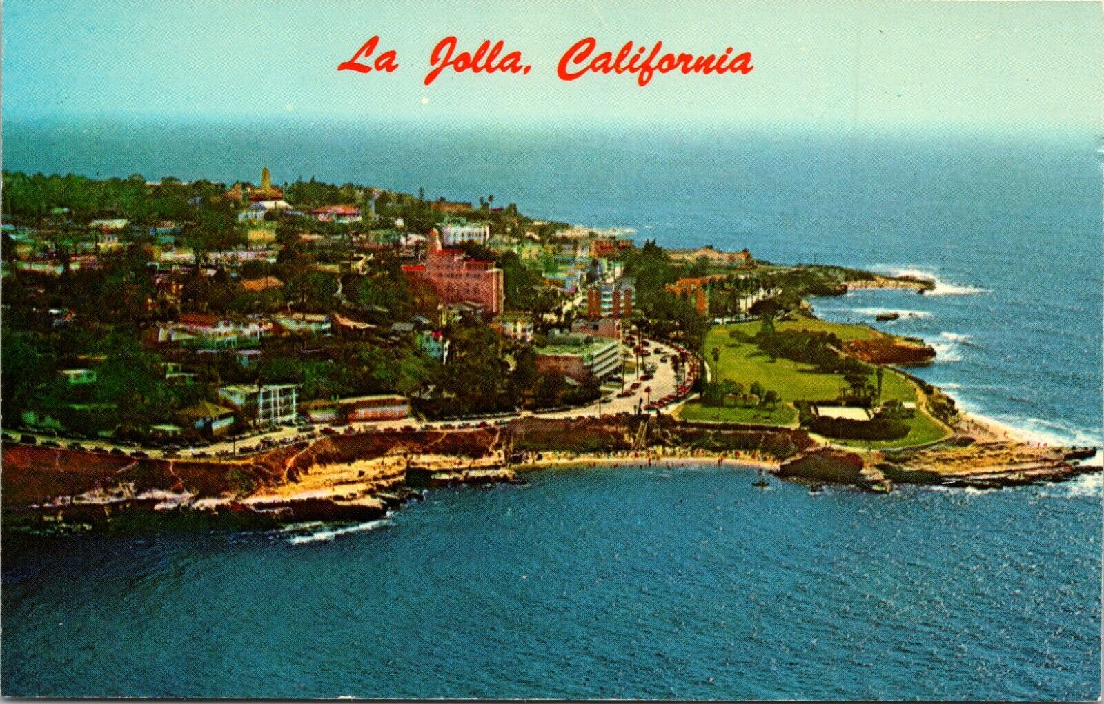 Beautiful Aerial View of La Jolla by the Sea California Vintage Postcard