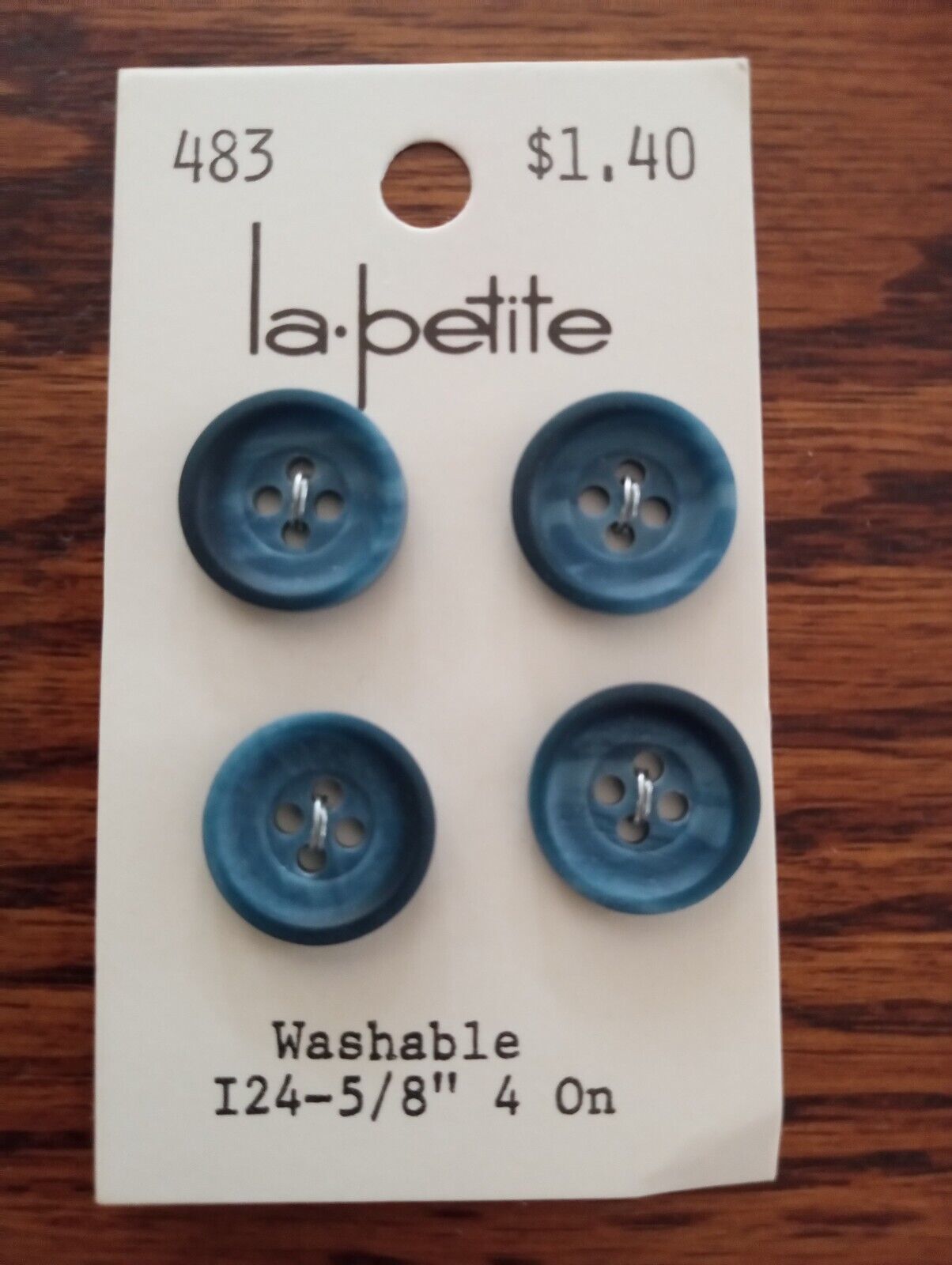 4 Vintage Blue Tonal Buttons 5/8\