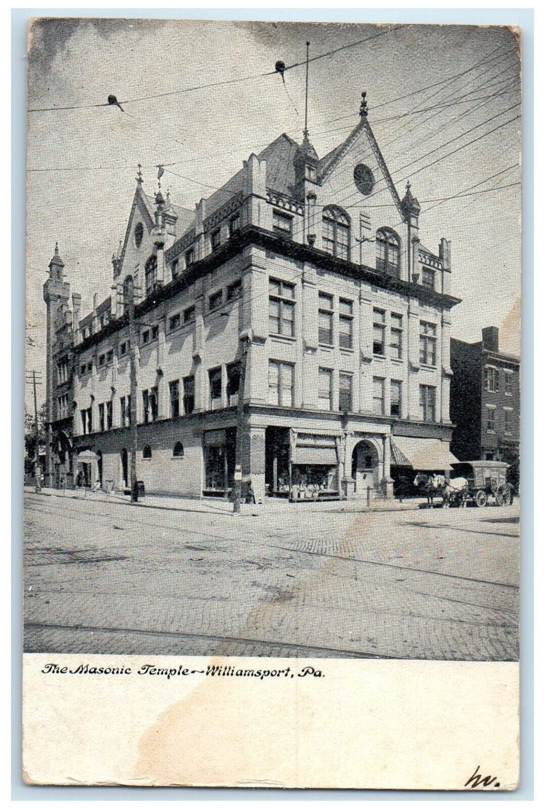 1906 Masonic Temple Exterior Building Williamsport Pennsylvania Vintage Postcard