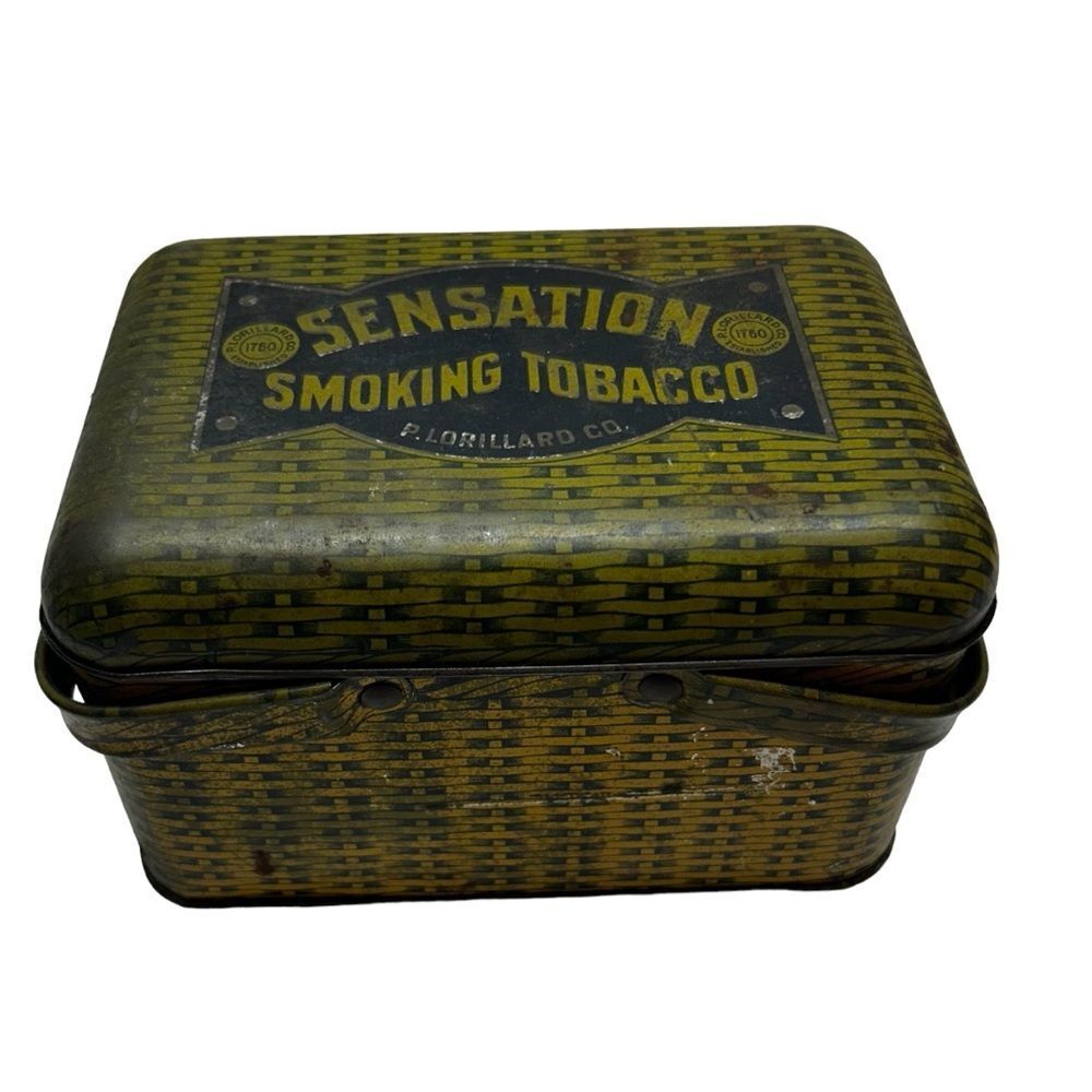 RARE VINTAGE SENSATION SMOKING TOBACCO LUNCH green box tin